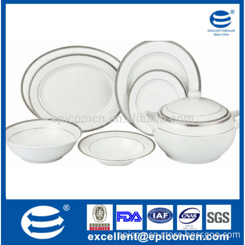 good quality stock 41pcs round porcelain dinnerware set with embossed decor